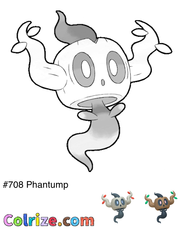 Pokemon Phantump coloring page + Shiny Phantump coloring page