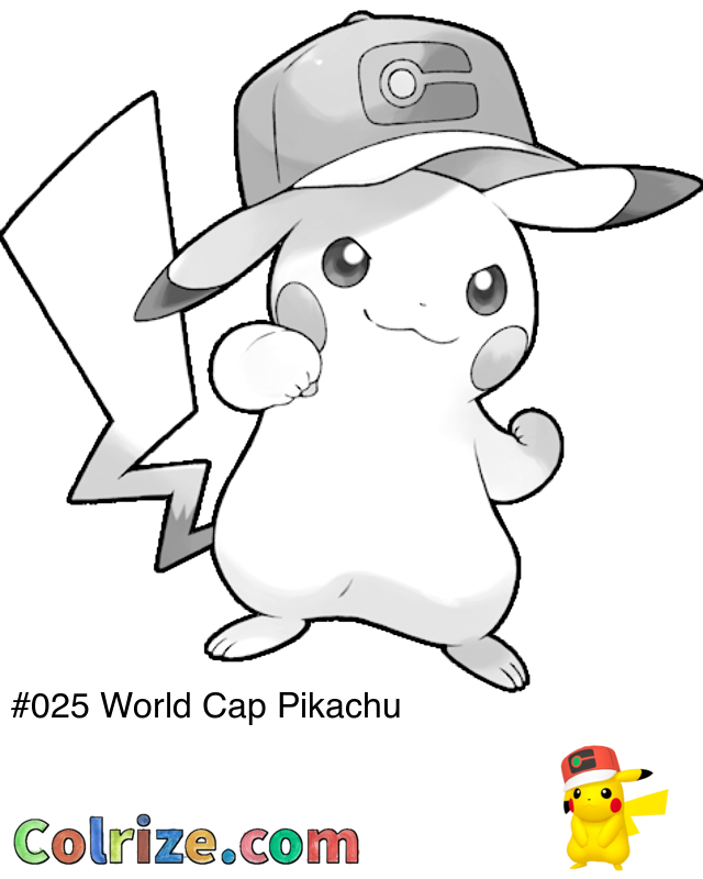 Pokemon World Cap Pikachu coloring page