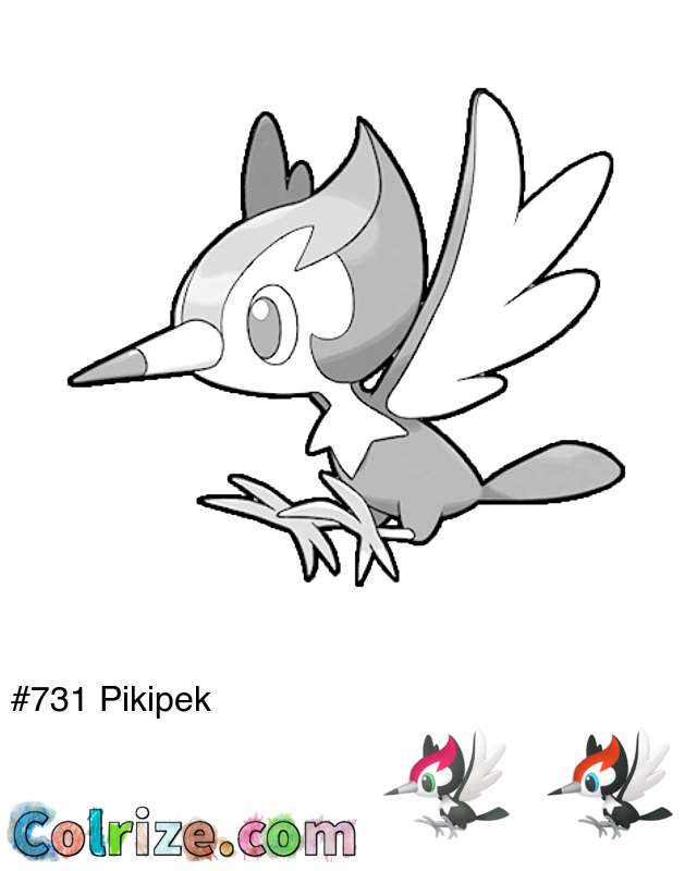 Pokemon Pikipek coloring page + Shiny Pikipek coloring page