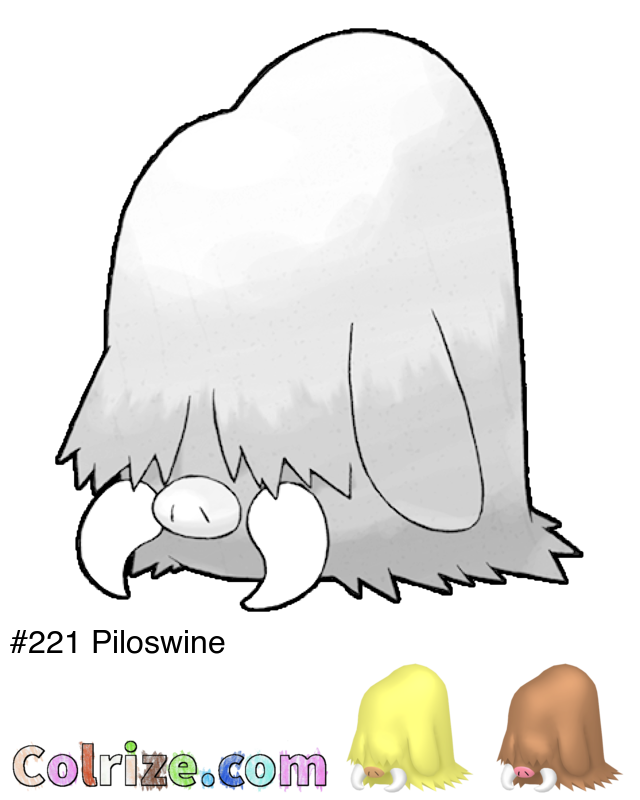 Pokemon Piloswine coloring page + Shiny Piloswine coloring page