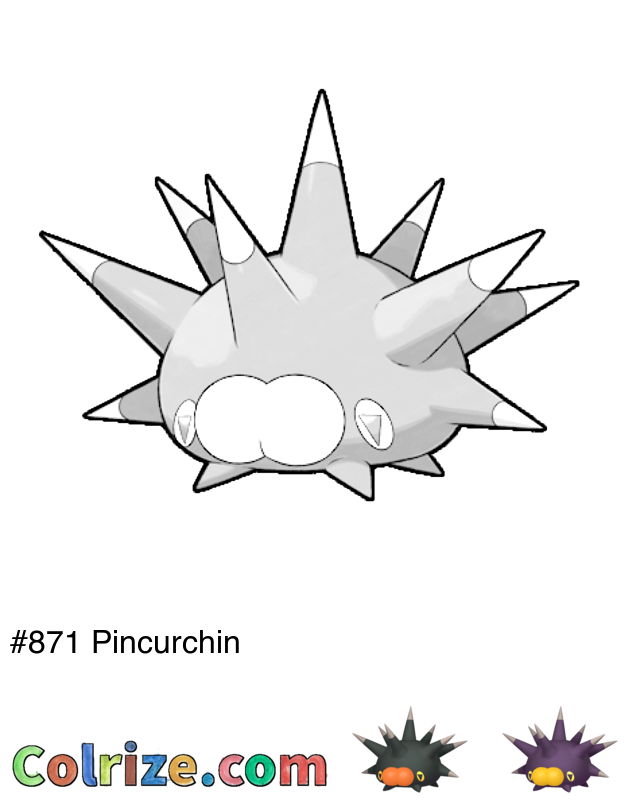 Pokemon Pincurchin coloring page + Shiny Pincurchin coloring page
