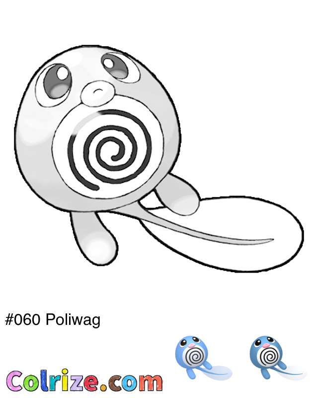 Pokemon Poliwag coloring page + Shiny Poliwag coloring page