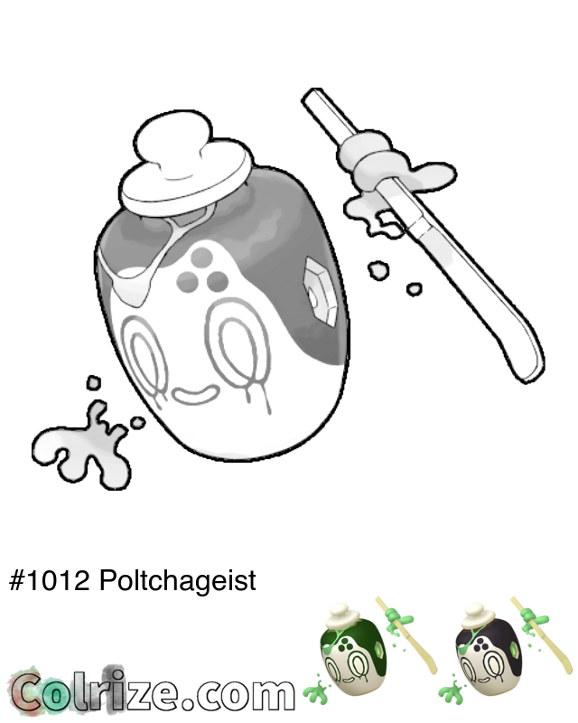 Pokemon Poltchageist coloring page + Shiny Poltchageist coloring page