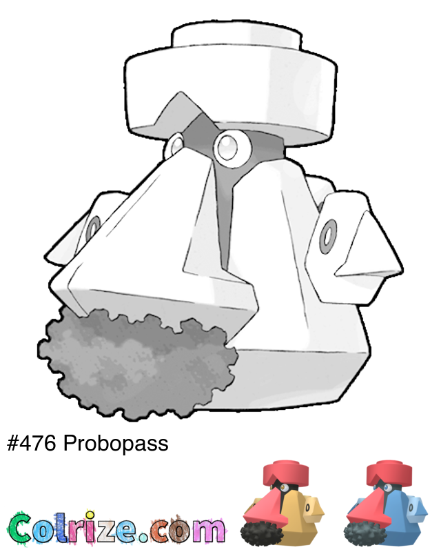 Pokemon Probopass coloring page + Shiny Probopass coloring page