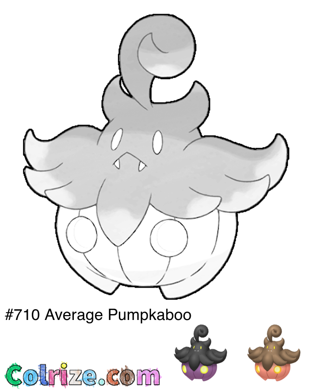Pokemon Average Pumpkaboo coloring page + Shiny Average Pumpkaboo coloring page