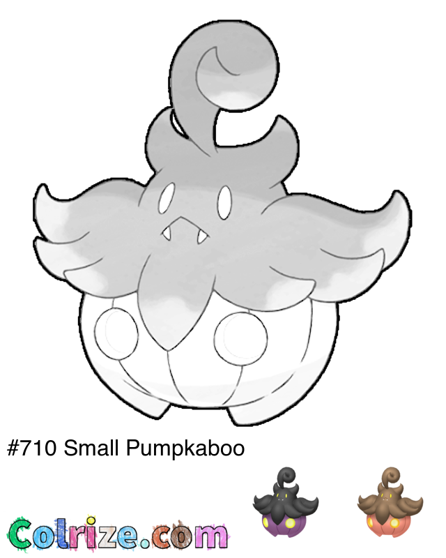 Pokemon Small Pumpkaboo coloring page + Shiny Small Pumpkaboo coloring page