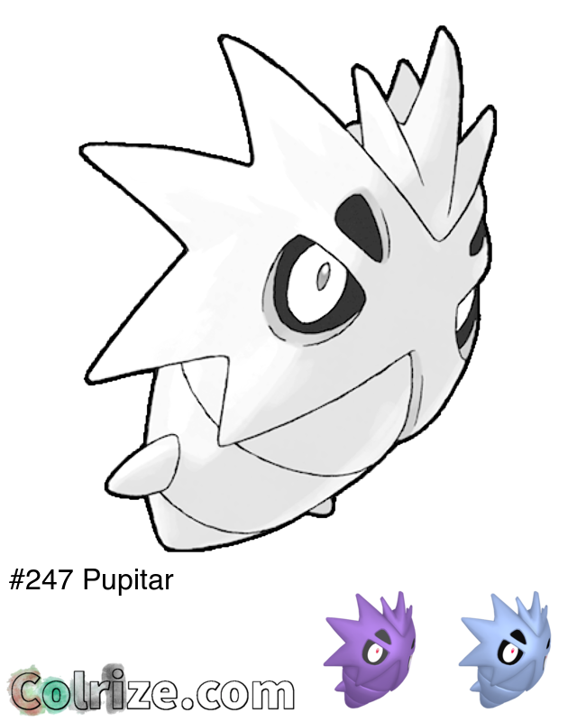 Pokemon Pupitar coloring page + Shiny Pupitar coloring page