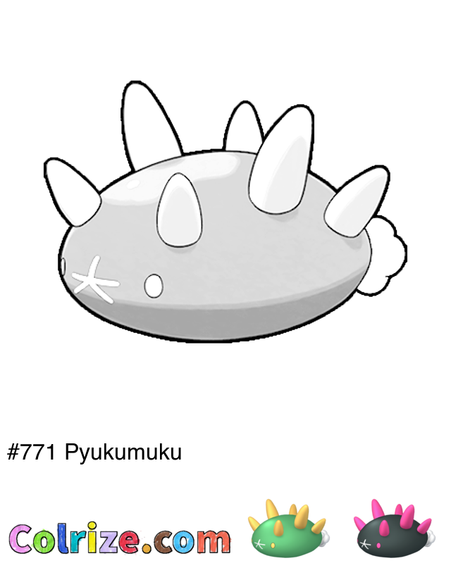 Pokemon Pyukumuku coloring page + Shiny Pyukumuku coloring page