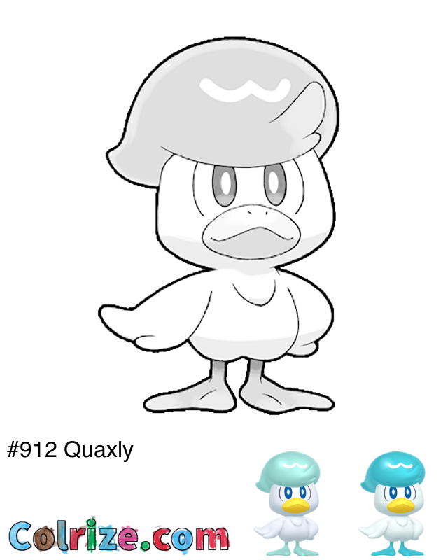 Pokemon Quaxly coloring page + Shiny Quaxly coloring page