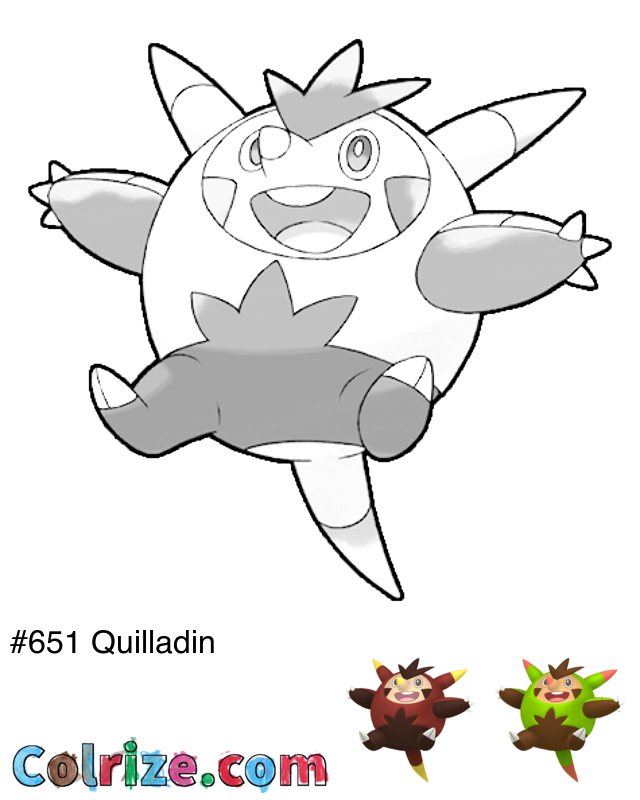 Pokemon Quilladin coloring page + Shiny Quilladin coloring page
