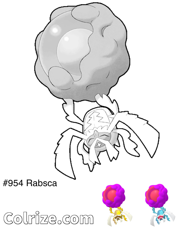 Pokemon Rabsca coloring page + Shiny Rabsca coloring page
