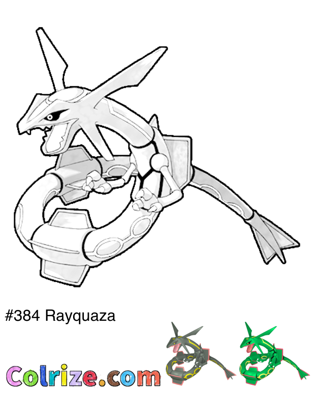 Pokemon Rayquaza coloring page + Shiny Rayquaza coloring page