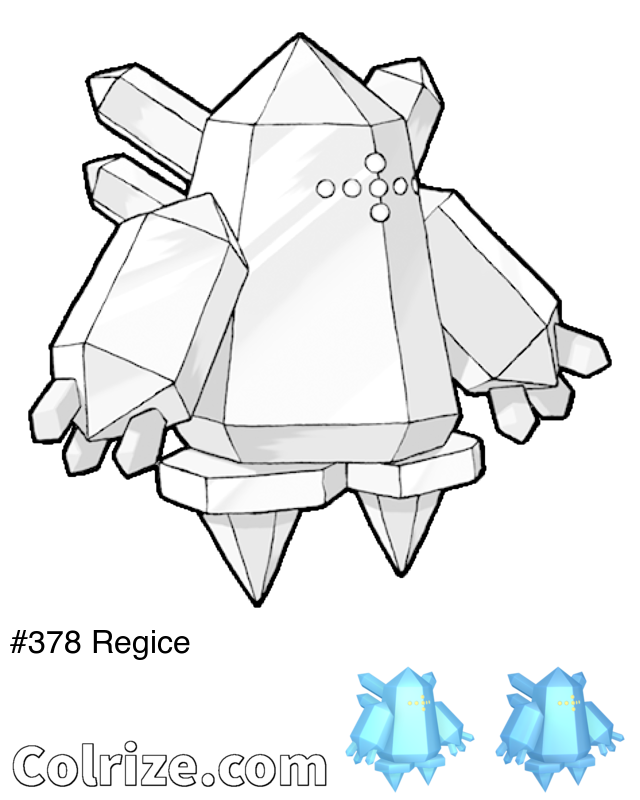 Pokemon Regice coloring page + Shiny Regice coloring page