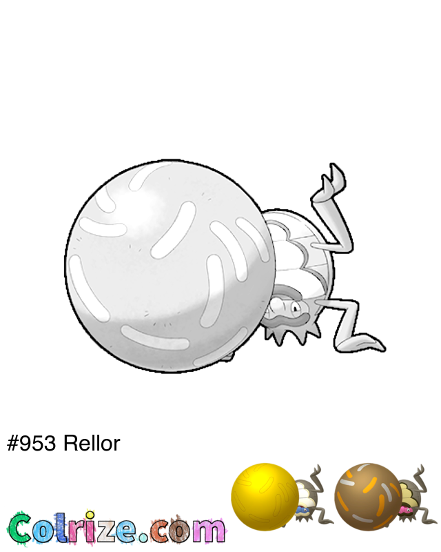 Pokemon Rellor coloring page + Shiny Rellor coloring page