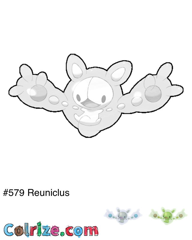 Pokemon Reuniclus coloring page + Shiny Reuniclus coloring page