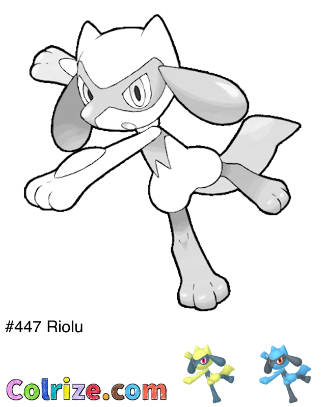 Pokemon Riolu coloring page + Shiny Riolu coloring page