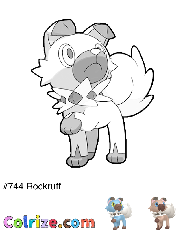 Pokemon Rockruff coloring page + Shiny Rockruff coloring page