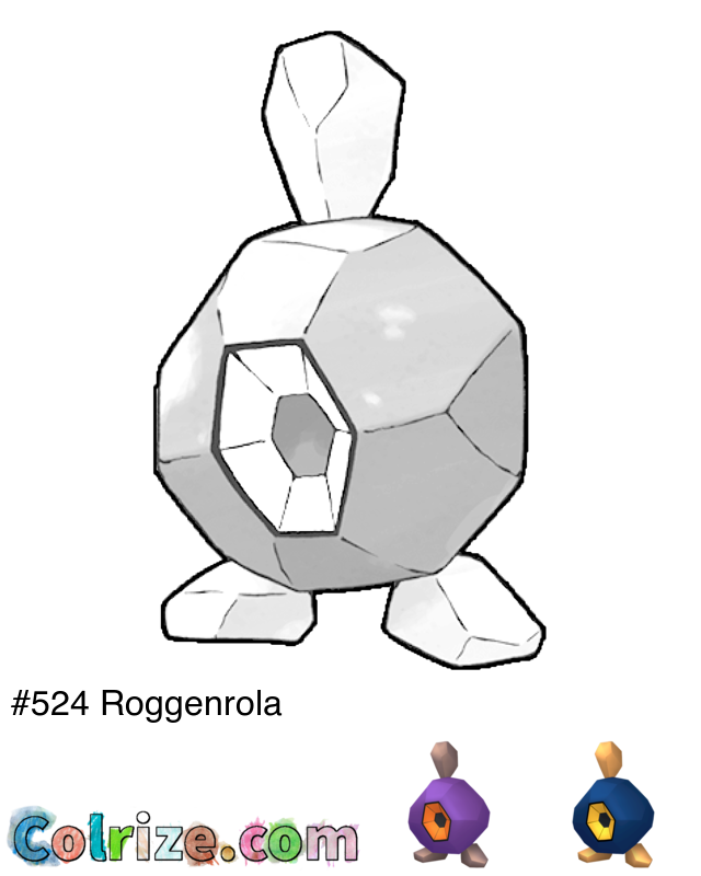 Pokemon Roggenrola coloring page + Shiny Roggenrola coloring page