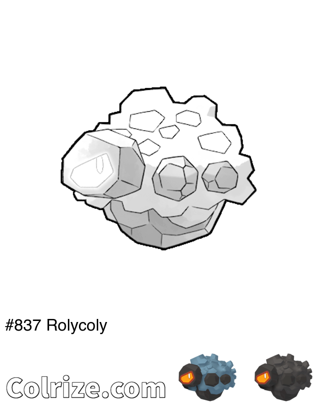 Pokemon Rolycoly coloring page + Shiny Rolycoly coloring page