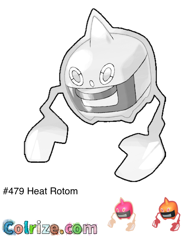 Pokemon Heat Rotom coloring page + Shiny Heat Rotom coloring page
