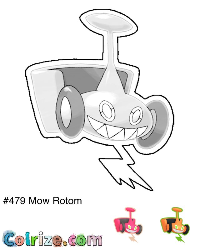 Pokemon Mow Rotom coloring page + Shiny Mow Rotom coloring page