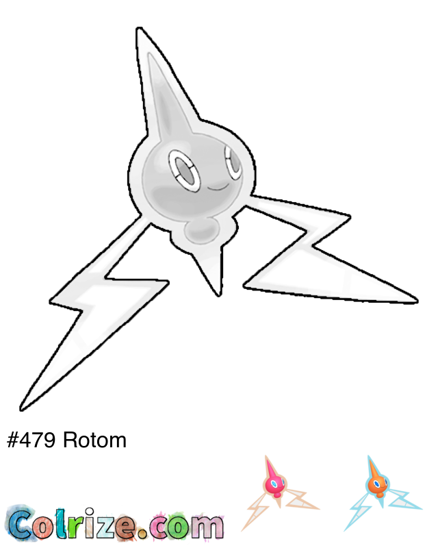 Pokemon Rotom coloring page + Shiny Rotom coloring page