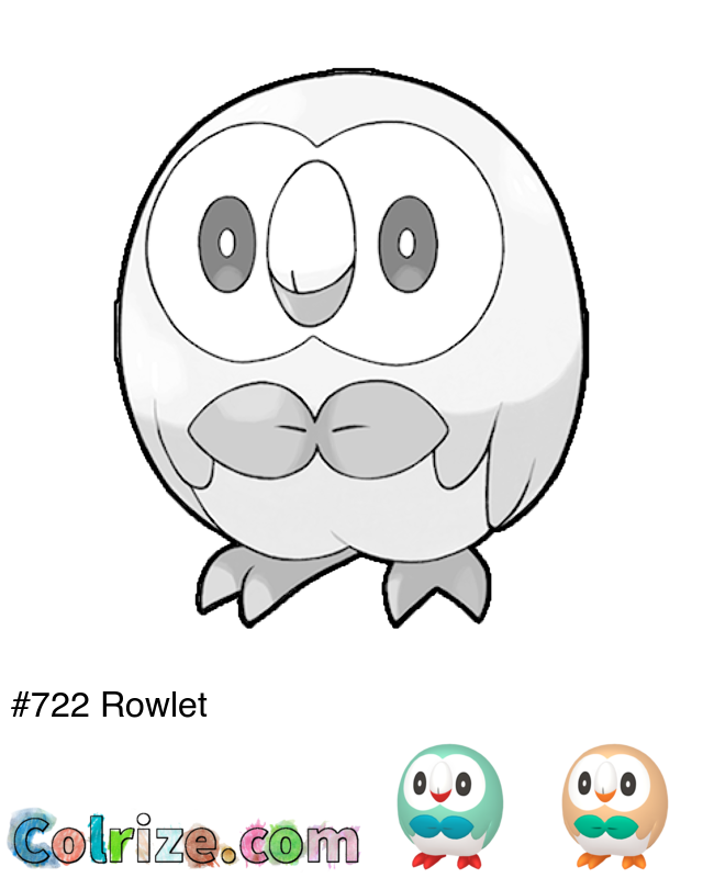 Pokemon Rowlet coloring page + Shiny Rowlet coloring page