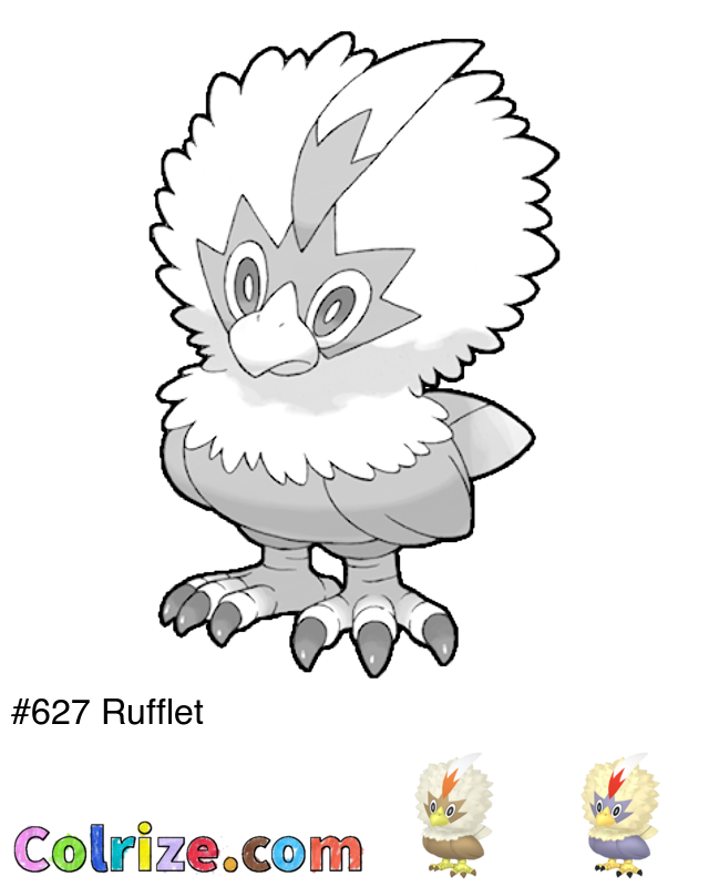 Pokemon Rufflet coloring page + Shiny Rufflet coloring page