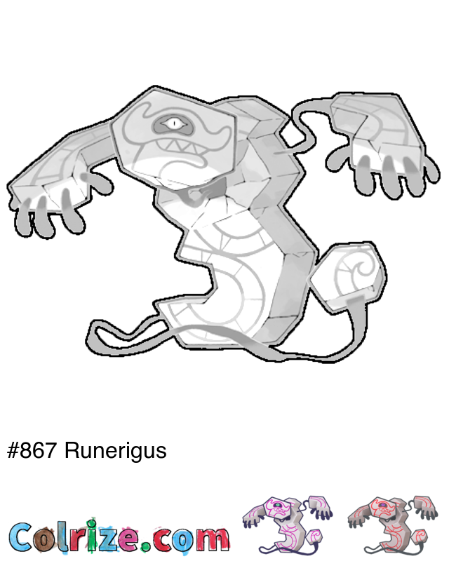 Pokemon Runerigus coloring page + Shiny Runerigus coloring page