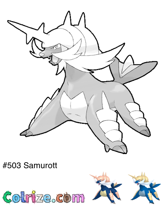 Pokemon Samurott coloring page + Shiny Samurott coloring page