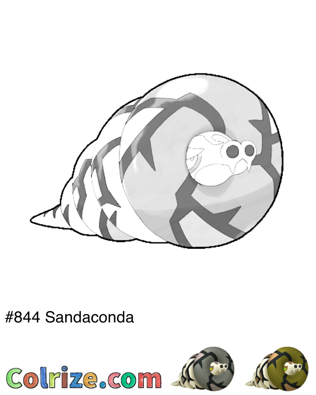 Pokemon Sandaconda coloring page + Shiny Sandaconda coloring page