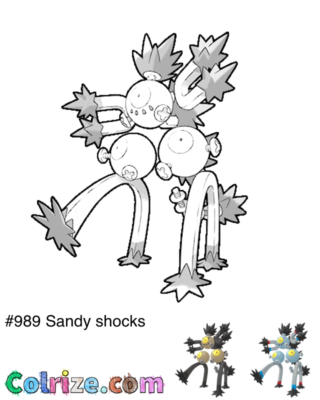 Pokemon Sandy shocks coloring page + Shiny Sandy shocks coloring page