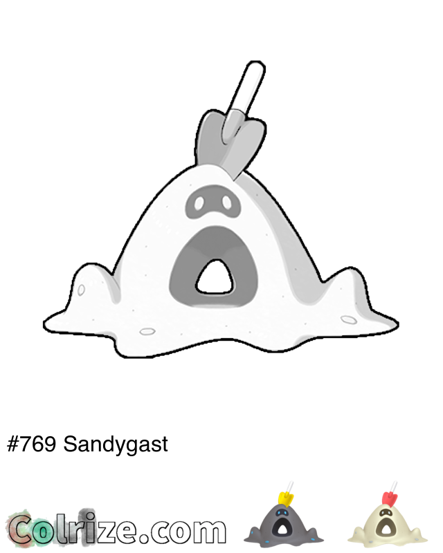 Pokemon Sandygast coloring page + Shiny Sandygast coloring page