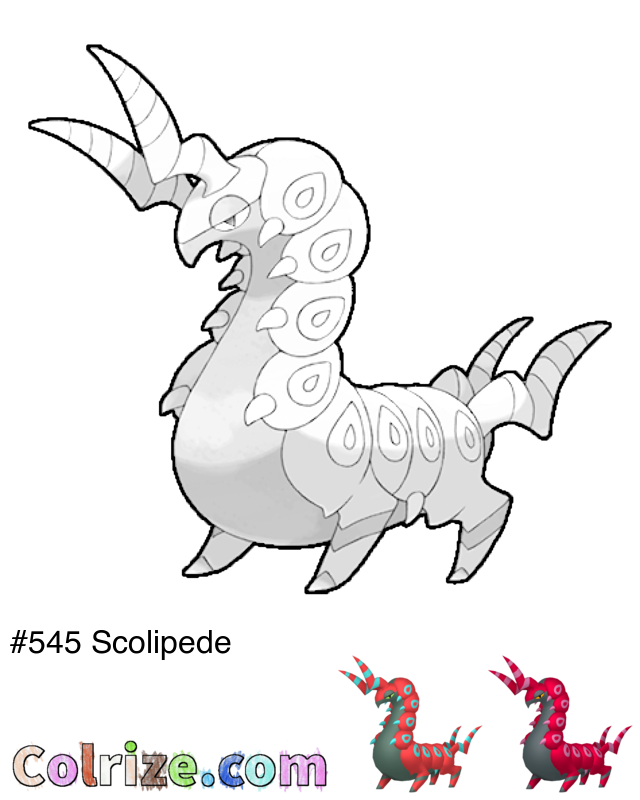 Pokemon Scolipede coloring page + Shiny Scolipede coloring page