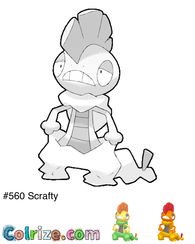 Pokemon Scrafty coloring page + Shiny Scrafty coloring page