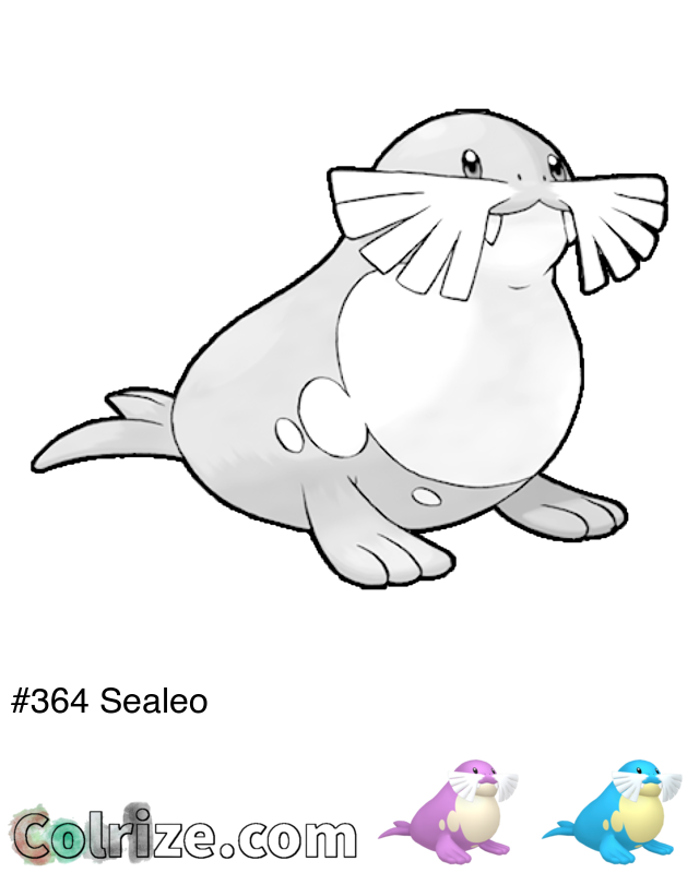 Pokemon Sealeo coloring page + Shiny Sealeo coloring page