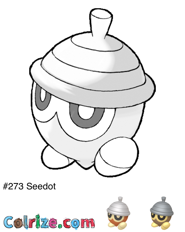 Pokemon Seedot coloring page + Shiny Seedot coloring page
