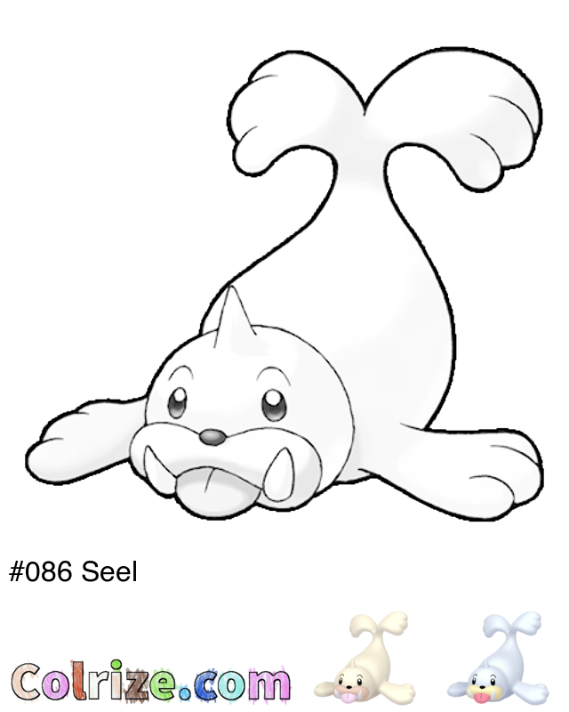 Pokemon Seel coloring page + Shiny Seel coloring page