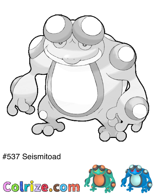 Pokemon Seismitoad coloring page + Shiny Seismitoad coloring page