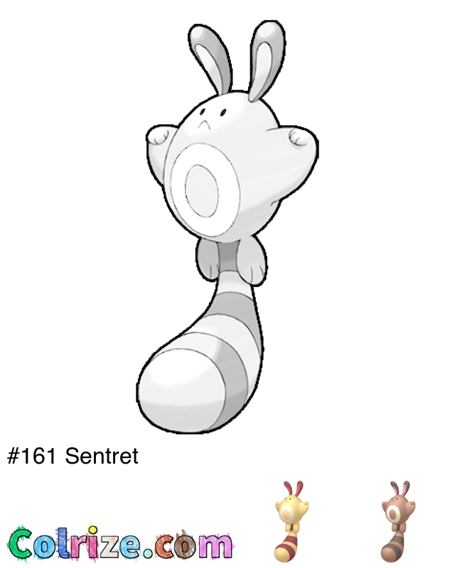 Pokemon Sentret coloring page + Shiny Sentret coloring page
