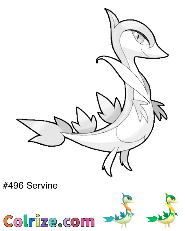 Pokemon Servine coloring page + Shiny Servine coloring page