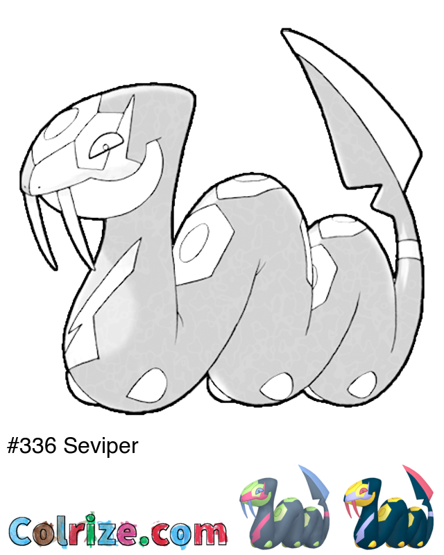 Pokemon Seviper coloring page + Shiny Seviper coloring page