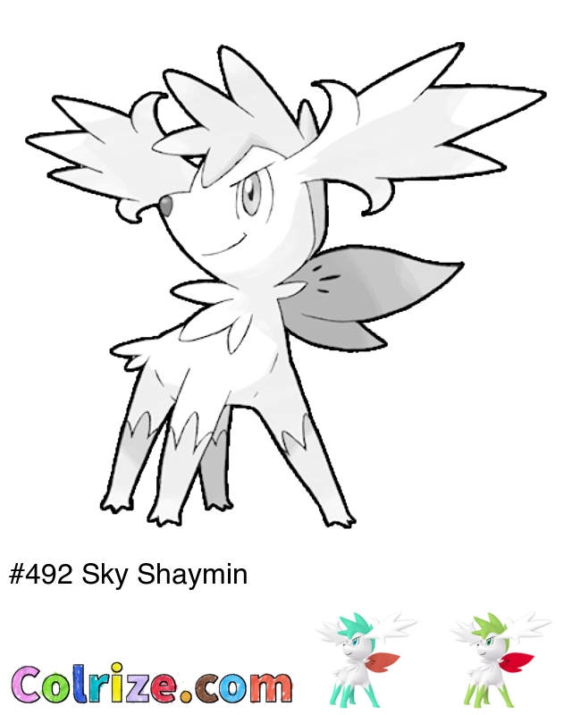 Pokemon Sky Shaymin coloring page + Shiny Sky Shaymin coloring page