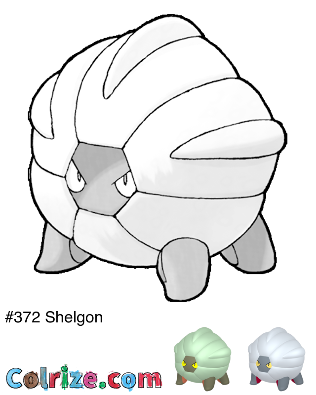 Pokemon Shelgon coloring page + Shiny Shelgon coloring page