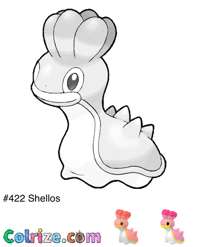 Pokemon Shellos coloring page + Shiny Shellos coloring page