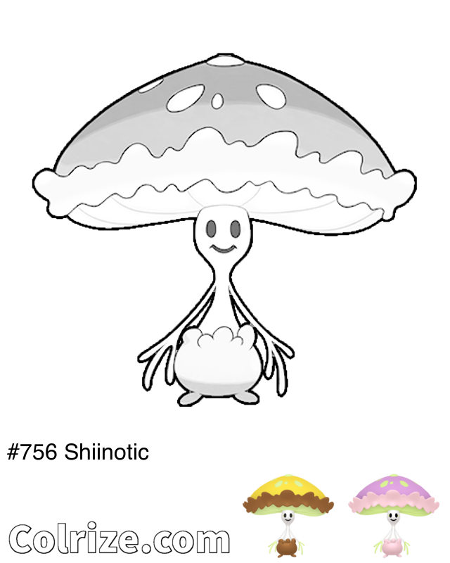 Pokemon Shiinotic coloring page + Shiny Shiinotic coloring page