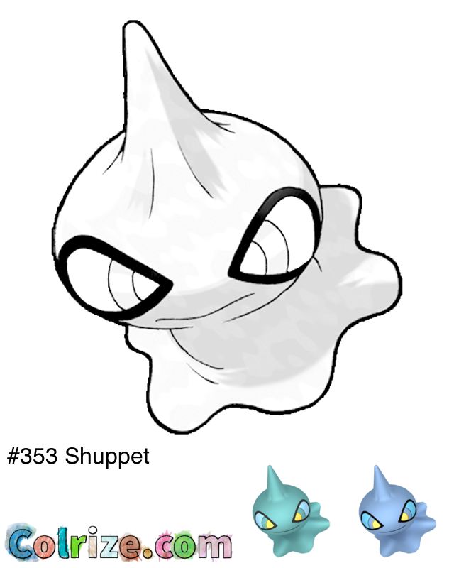 Pokemon Shuppet coloring page + Shiny Shuppet coloring page