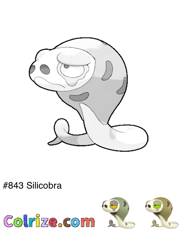 Pokemon Silicobra coloring page + Shiny Silicobra coloring page