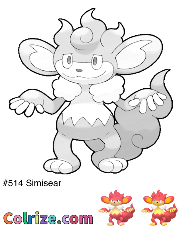 Pokemon Simisear coloring page + Shiny Simisear coloring page
