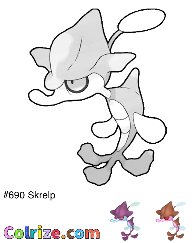 Pokemon Skrelp coloring page + Shiny Skrelp coloring page